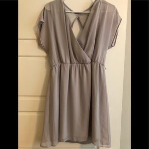 Grey V neck dress with open back!